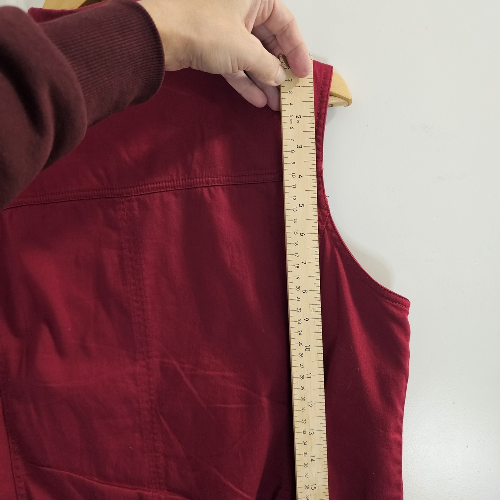 [Christopher & Banks]Red Raspberry Zip Up Ruffle Collar Cotton Blend Vest Large - Picture 9 of 10